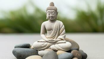 AI generated Meditating stone brings balance, harmony, and tranquility generated by AI photo