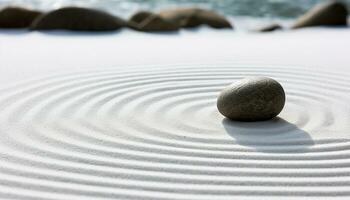 AI generated Stacked pebbles create harmony in tranquil nature generated by AI photo