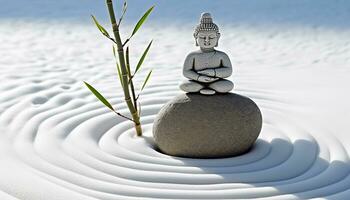 AI generated Meditating stone brings balance, harmony, and tranquility generated by AI photo