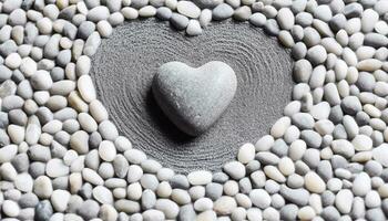 AI generated Love pebble, heart shape symbolizes harmony and romance generated by AI photo