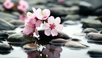 AI generated Freshness and beauty in nature, pink flower blossom generated by AI photo