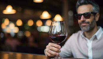 AI generated s enjoying wine and relaxation at bar, generated by AI photo