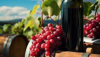 AI generated Fresh grape wine, nature's winery, agriculture's wood, generated by AI photo