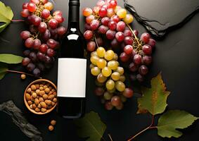 AI generated Fresh grape leaf, autumn fruit, nature freshness generated by AI photo