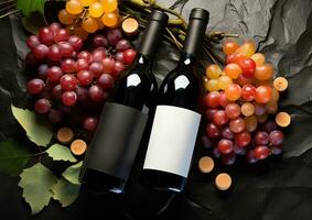 ai generado frescura de uva en vino botella, naturaleza celebracion generado por ai foto