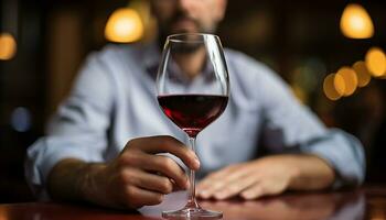 AI generated Men and women enjoying wine at a table generated by AI photo