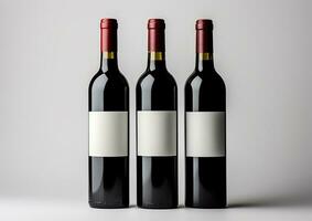 AI generated Luxury red wine bottle standing on white background generated by AI photo