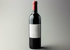 ai generado rojo vino botella con elegante etiqueta y vaso generado por ai foto