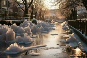 AI generated Frozen Water Features - Generative AI photo