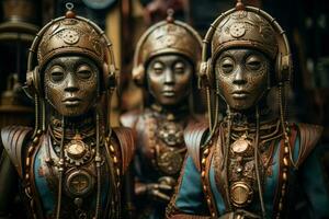 AI generated Steampunk-inspired clockwork automatons with intricate gears and mechanisms - Generative AI photo