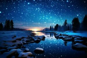AI generated Starry Winter Nights - Generative AI photo