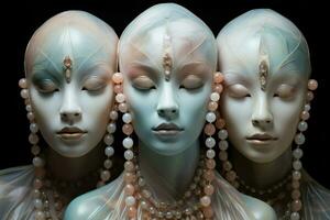 AI generated Mysterious moonstone masks, concealing identities and granting hidden powers - Generative AI photo