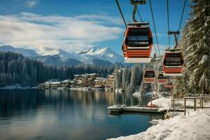 AI generated Ski Lifts and Gondolas - Generative AI photo