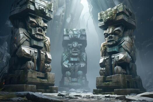 AI generated Ancient golems crafted from enchanted stone and animated by magic - Generative AI photo