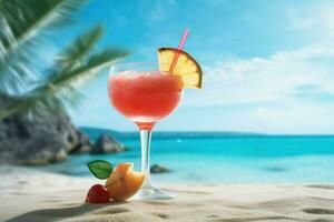 AI generated Summer vacation concept Cocktail on the beach, summer vacation concept. Party, Vacations, summer holidays, summertime., Ai generated photo