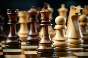 AI generated Wooden chess pieces on a Salesforce close up chess Ai generated photo