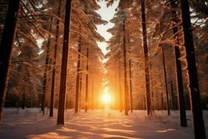 ai generado invierno rayos de sol - generativo ai foto