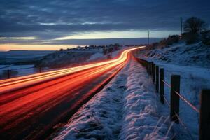 AI generated Snowy Countryside Drives - Generative AI photo