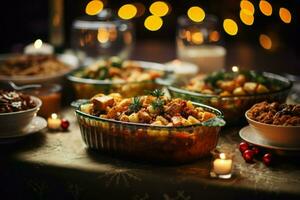 AI generated Christmas Dinner - Generative AI photo