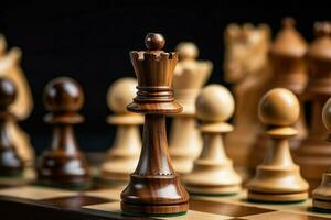 AI generated Wooden chess pieces on a Salesforce close up chess Ai generated photo