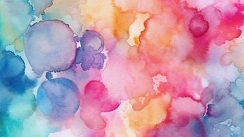 AI generated multicolored watercolor abstract texture background stains and splashes photo