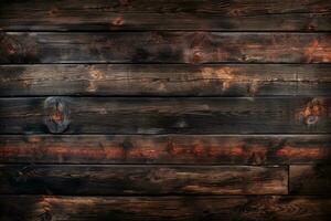 AI generated burnt dark wooden board texture background, burned hardwood planks surface photo