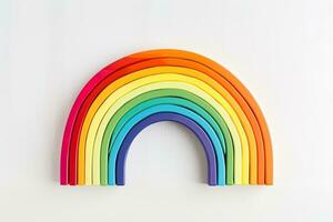 AI generated colorful plasticine rainbow on a white background photo