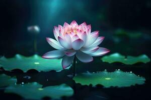 AI generated Lotus flower ,Beautiful lotus flower on water with bokeh background Ai generated photo