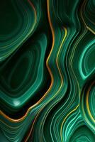 AI generated vertical close up abstract background gem malachite texture green and gold colors photo