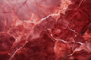 AI generated elegant natural red with white veins marble stone texture, luxury abstract background photo