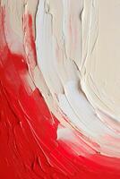 AI generated vertical white and red abstract oil painting on canvas, acrylic texture background, rough brushstrokes of paint photo
