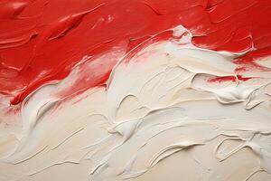 AI generated white and red abstract oil painting on canvas, acrylic texture background, rough brushstrokes of paint photo