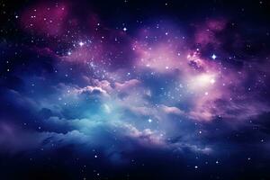 AI generated abstract cosmos background nebula galaxy milky way, universe in blue and purple colors photo
