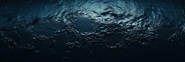 AI generated banner dark deep blue water surface with ripples top view photo