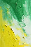 AI generated vertical green and yellow abstract oil painting on canvas, acrylic texture background, rough brushstrokes of paint photo