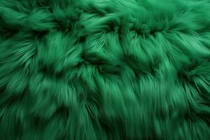 AI generated abstract background texture of fluffy emerald green fur photo