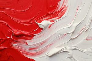 AI generated white and red abstract oil painting on canvas, acrylic texture background, rough brushstrokes of paint photo