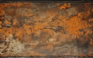 AI generated Rusted metal panel. Grunge texture background. Corrosion on a steel. photo