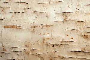 AI generated closeup natural background texture of white birch bark with stripes photo