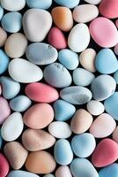 AI generated vertical pebbles texture background, closeup pastel colors smooth stones photo