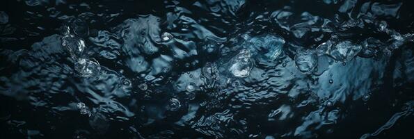 AI generated banner dark blue water surface with ripples top view photo