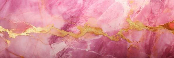 ai generado elegante natural rosado y oro mármol Roca textura, lujo resumen bandera antecedentes foto