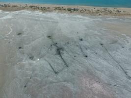 Top view of the salt lake mud sources. External similarity with craters. Mud healing springs photo