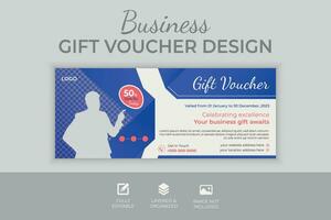 Business Gift Voucher Template with clean and modern pattern color gift box, Vector illustration, creative business voucher template, Background design coupon, invitation, currency.