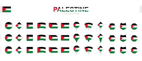 Large collection of Palestine flags of various shapes and effects. vector