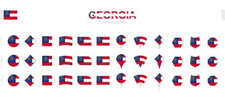 Large collection of Georgia flags of various shapes and effects. vector