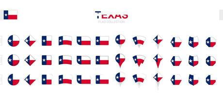 Large collection of Texas flags of various shapes and effects. vector