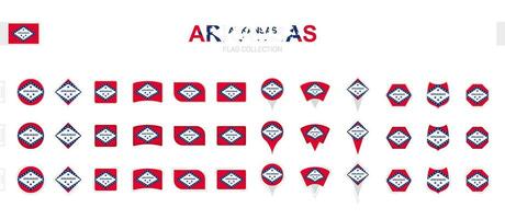 grande colección de Arkansas banderas de varios formas y efectos vector