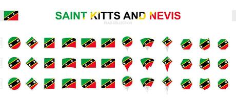 Large collection of Saint Kitts and Nevis flags of various shapes and effects. vector