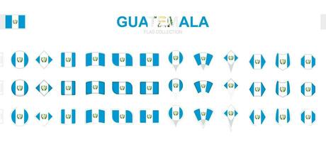 Large collection of Guatemala flags of various shapes and effects. vector